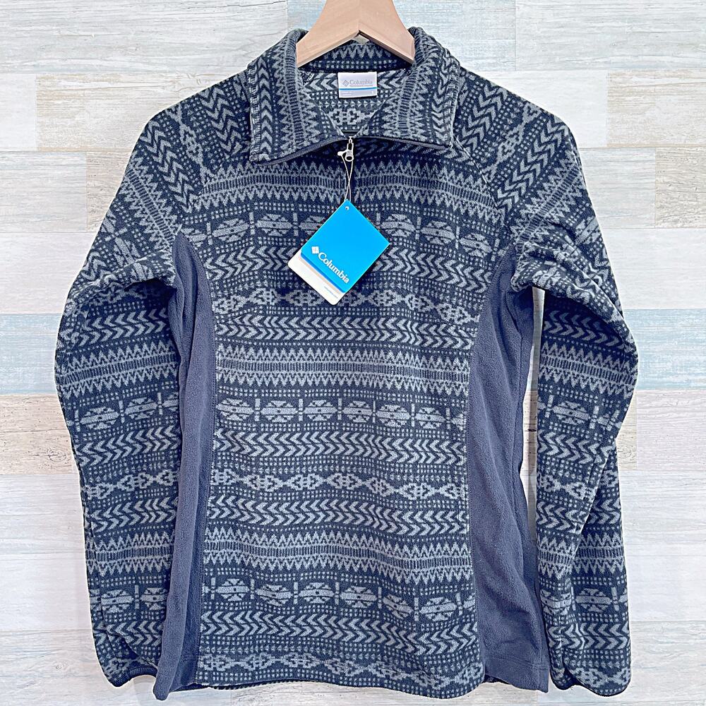Columbia Glacial Fleece III 1/2 Pullover Jacket Gray Fair Isle Womens Small